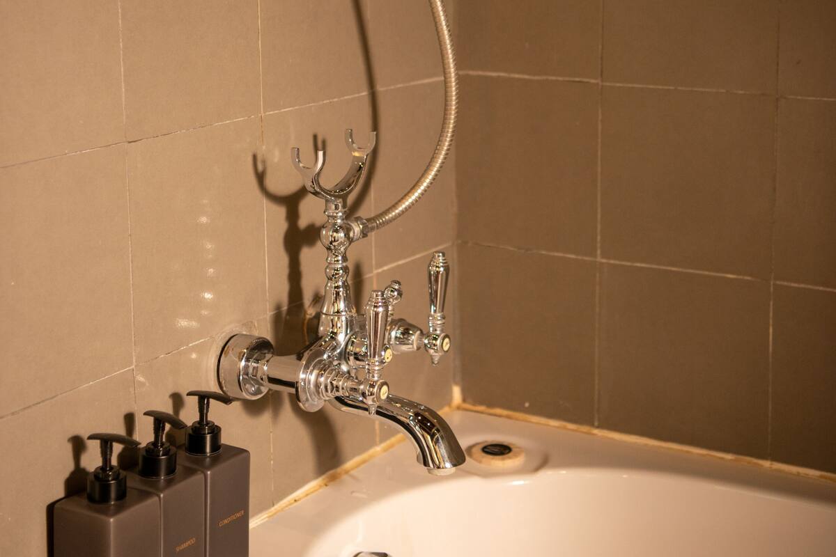 combined shower/bathtub, deep-soaking bathtub, hydromassage showerhead