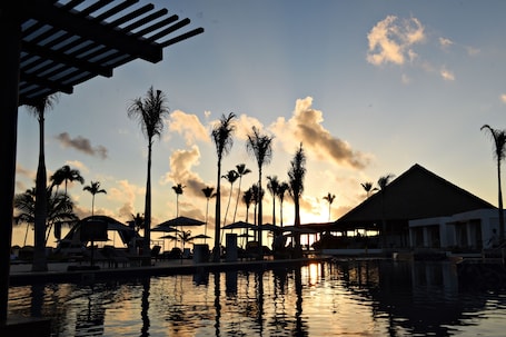 Outdoor pool, sun loungers