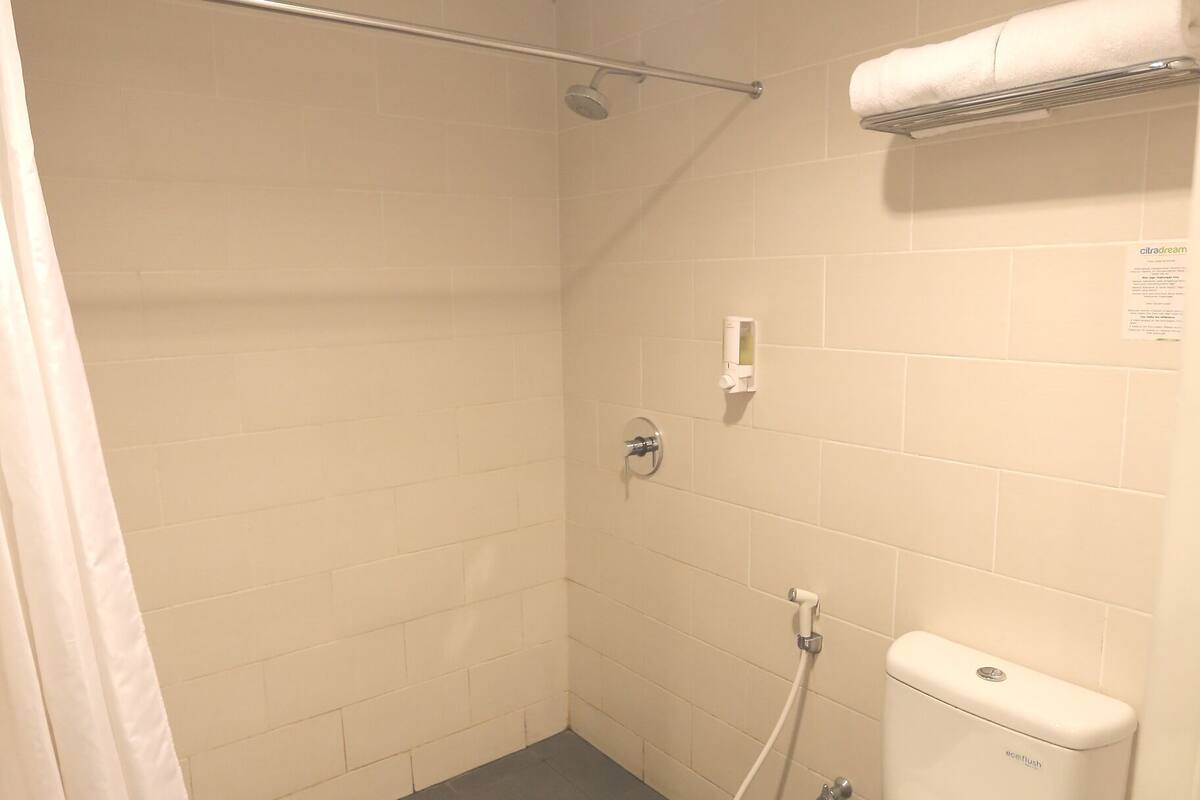 shower, free toiletries, hair dryer, slippers