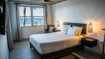 Deluxe Room, King or Queen, Ocean View | Hypo-allergenic bedding, down comforters, memory foam beds, in-room safe