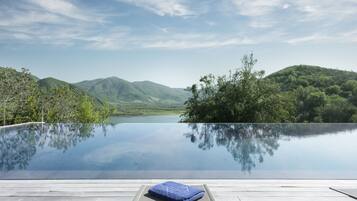 Outdoor pool, pool loungers