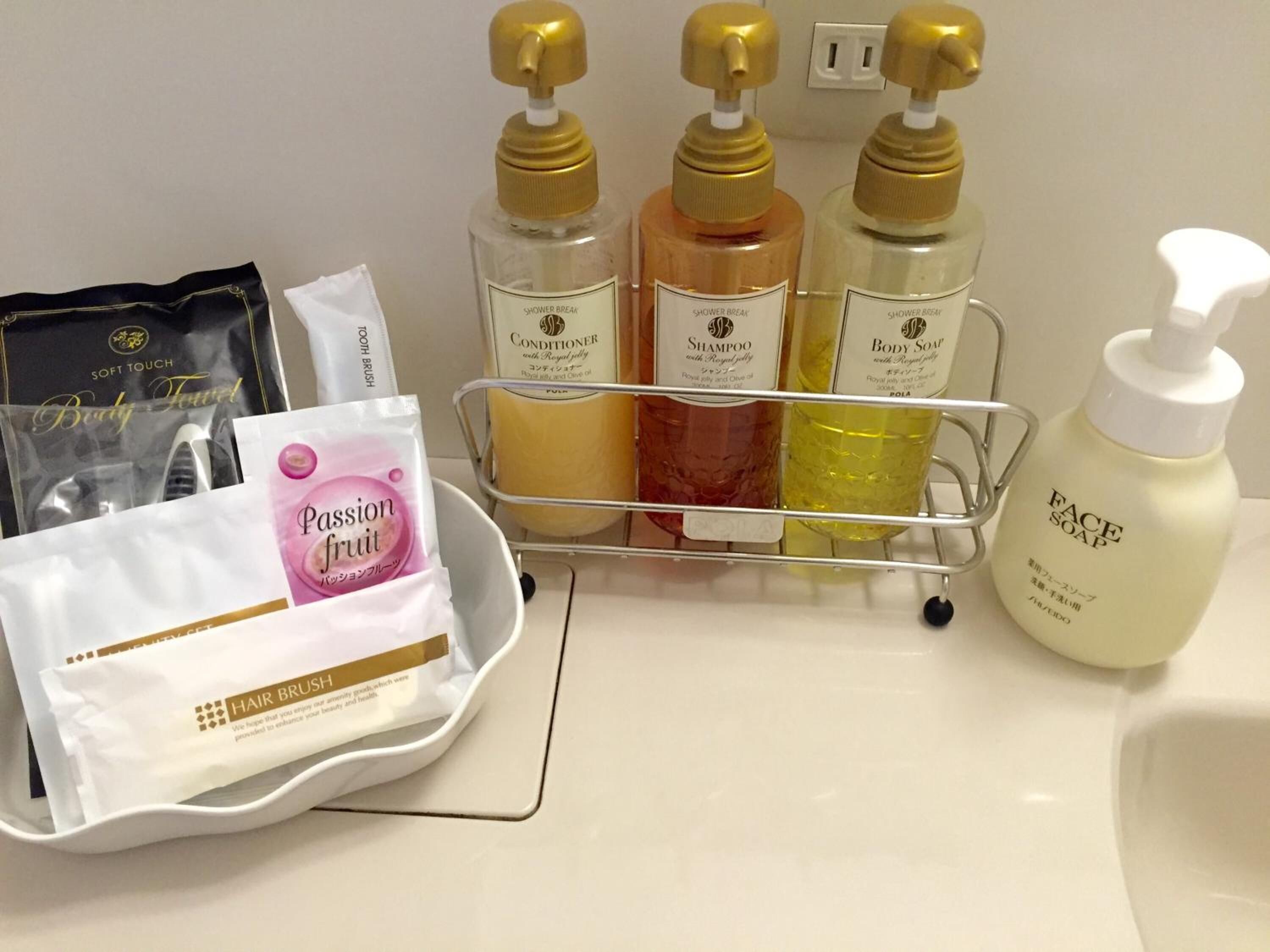 shower, free toiletries, hair dryer, slippers