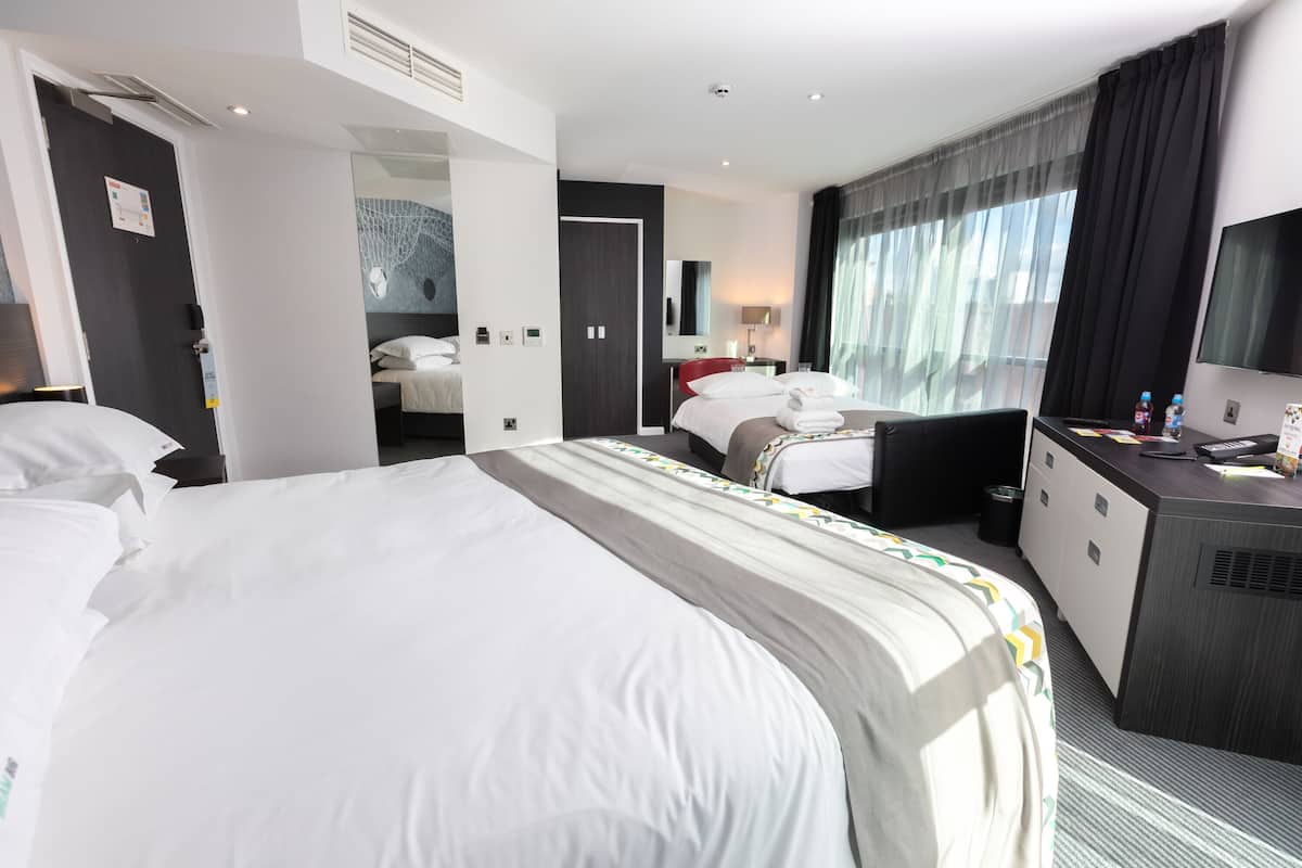room, 1 king bed with sofa bed (view) | 1 bedroom, free minibar, in-room safe, desk