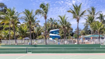 6 outdoor pools, open 10:00 AM to 6:30 PM, pool umbrellas, sun loungers