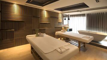 Body treatments, body scrubs, facials, manicures and pedicures