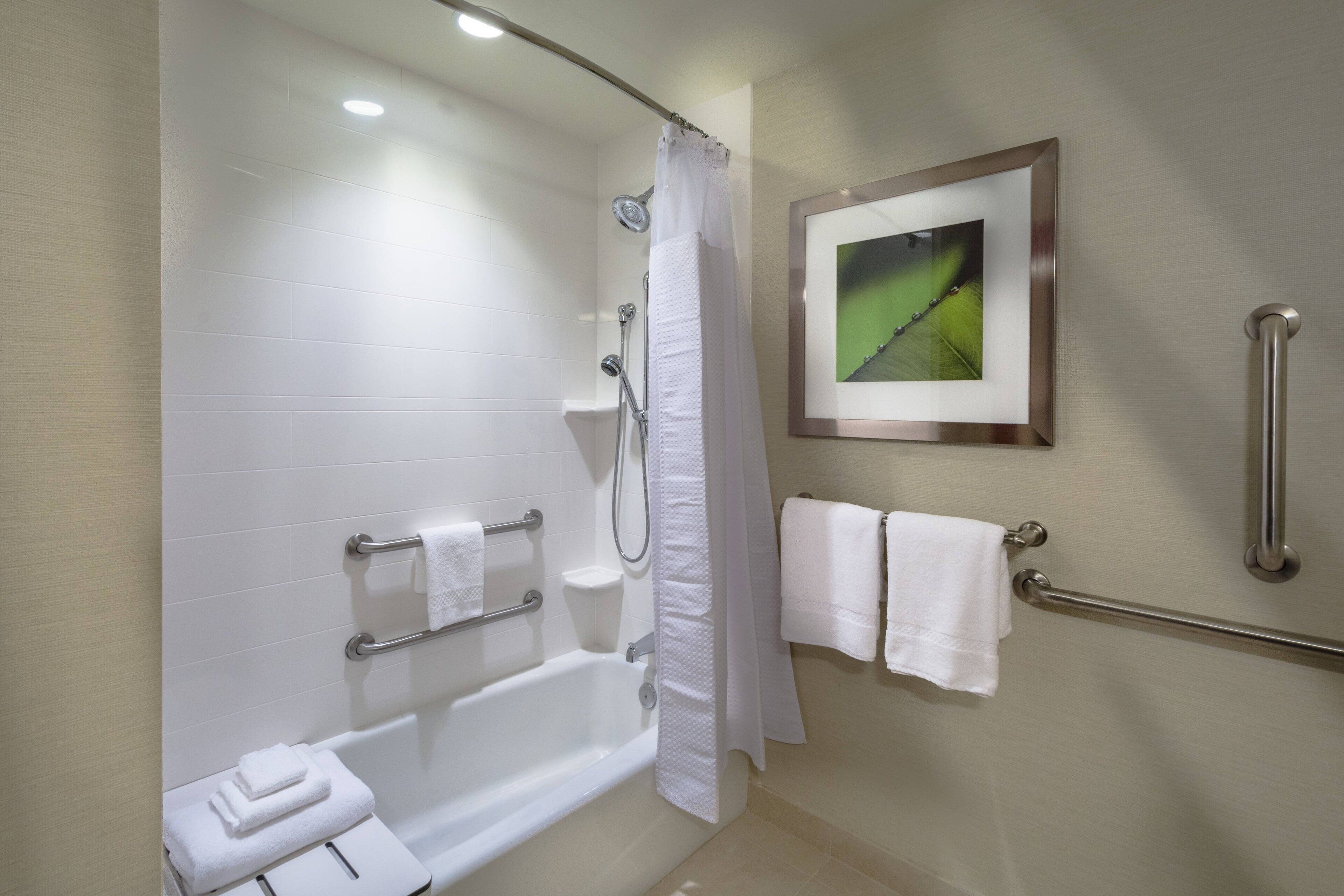 room, 2 queen beds | bathroom | combined shower/bathtub, hair dryer, towels