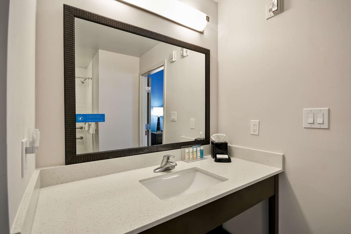 Studio, 1 King Bed, Refrigerator & Microwave | Bathroom | Towels, soap, shampoo, toilet paper