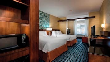 1 bedroom, desk, blackout drapes, iron/ironing board