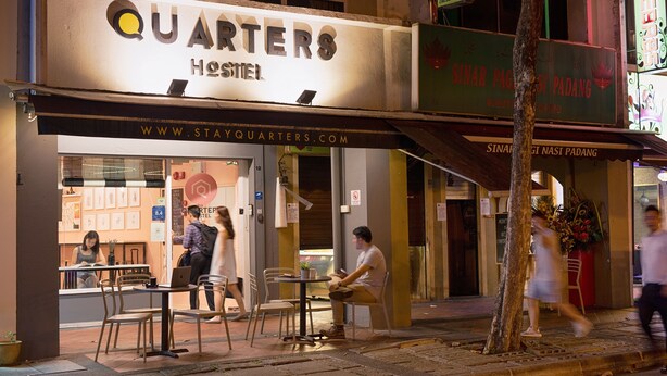 Front of property - evening/night - Quarters Capsule Hostel (Singapore)