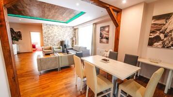 Exclusive Apartment, 2 Bedrooms, Fireplace | Living area | LCD TV, fireplace