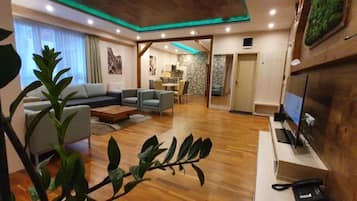 Exclusive Apartment, 2 Bedrooms, Fireplace | Living area | LCD TV, fireplace