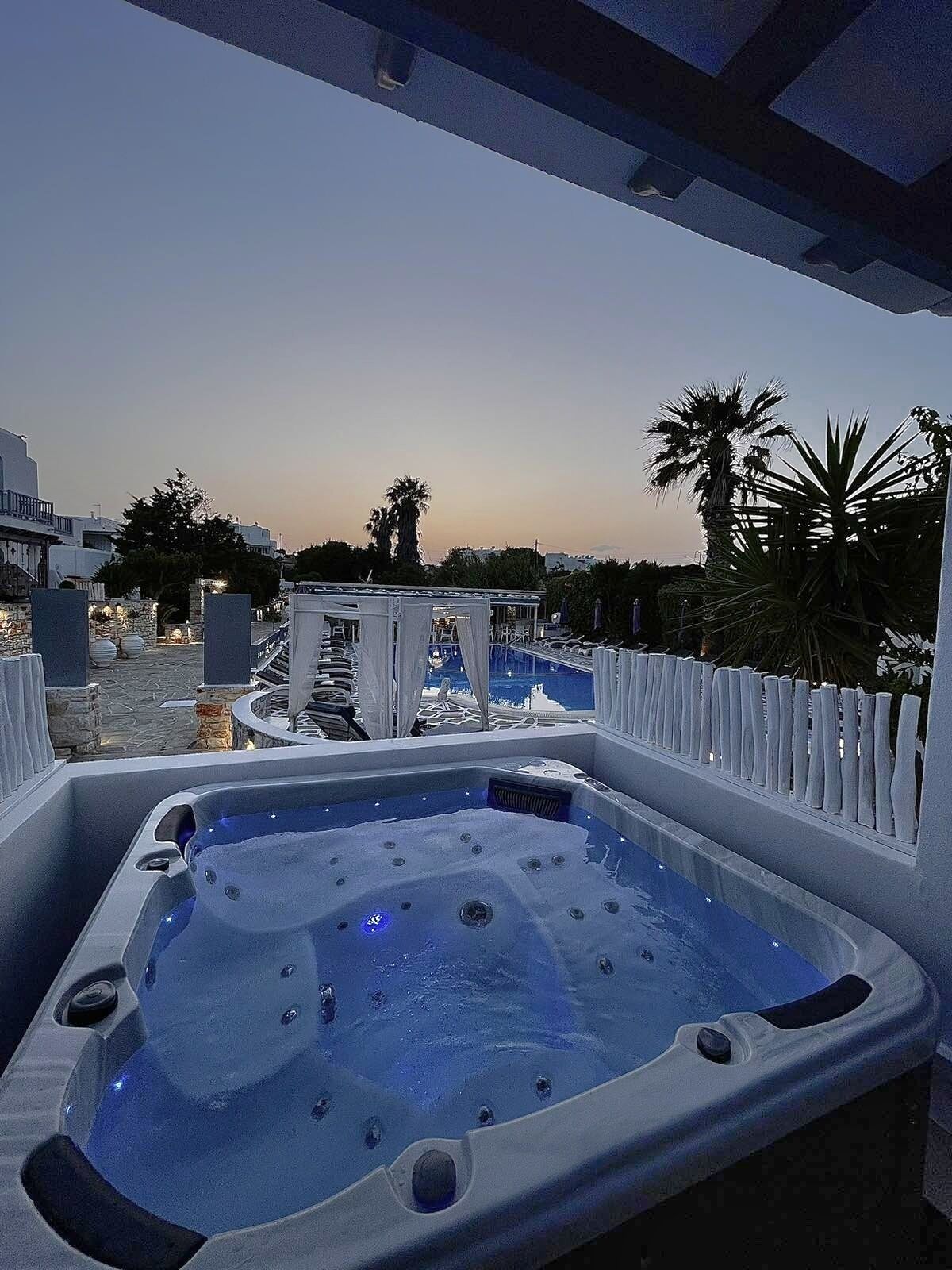 Familjesvit - 2 sovrum - bubbelpool - utsikt mot poolen | Terrass/Patio