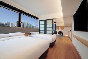 Premium bedding, down duvets, in-room safe, desk