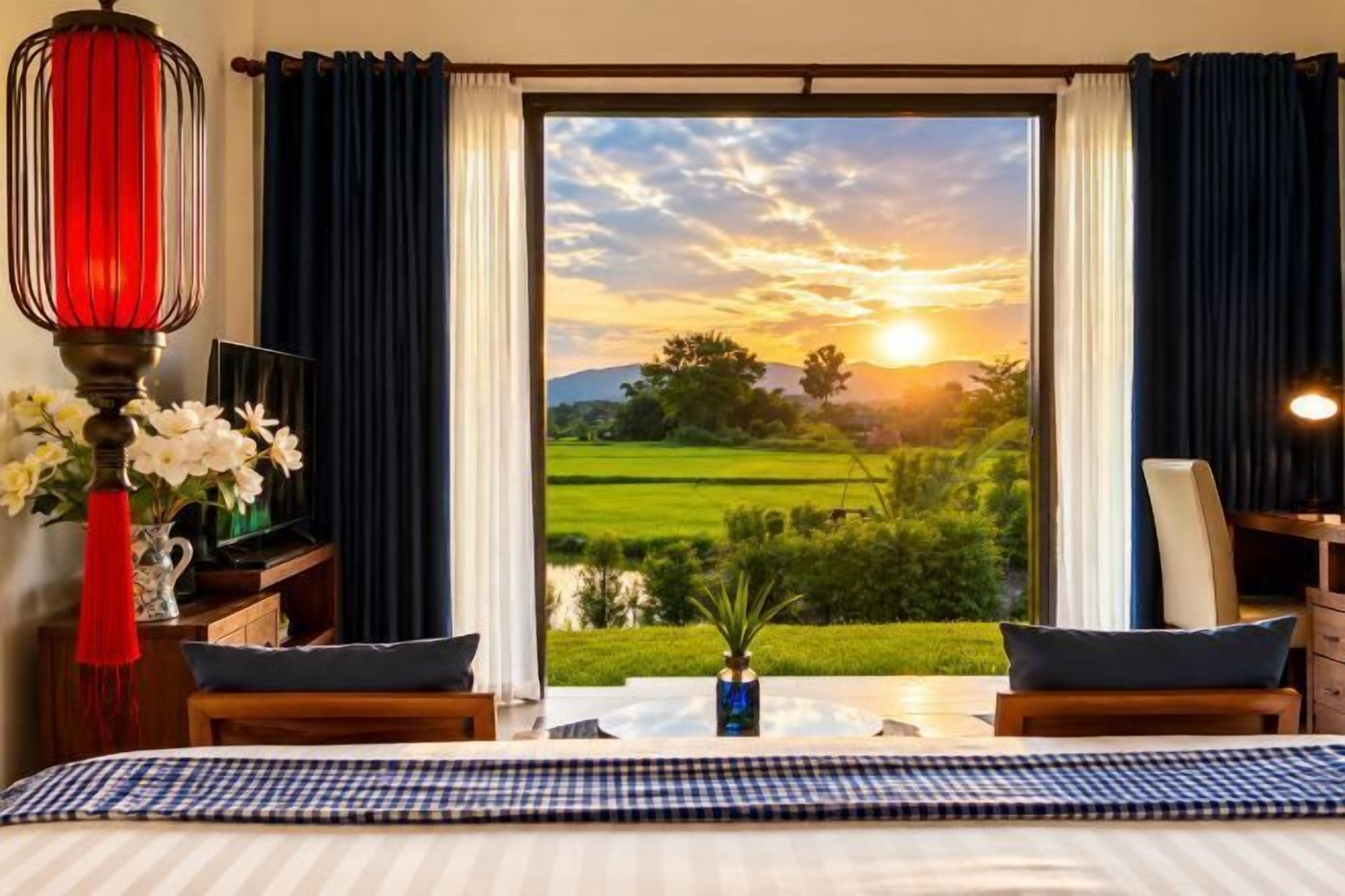 Premium bedding, free minibar items, blackout curtains
