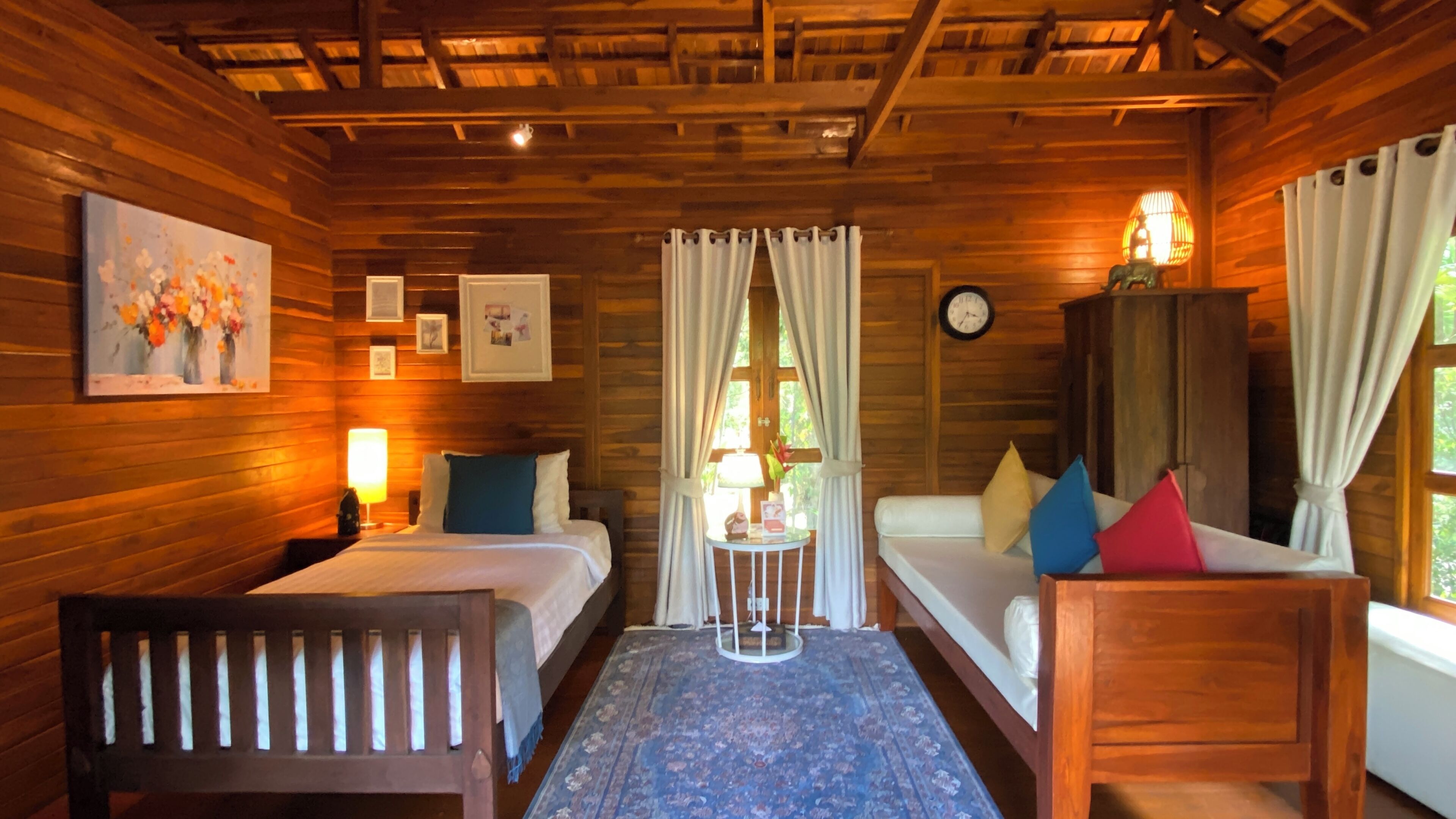 family villa, 1 bedroom, pool view, garden area | living area