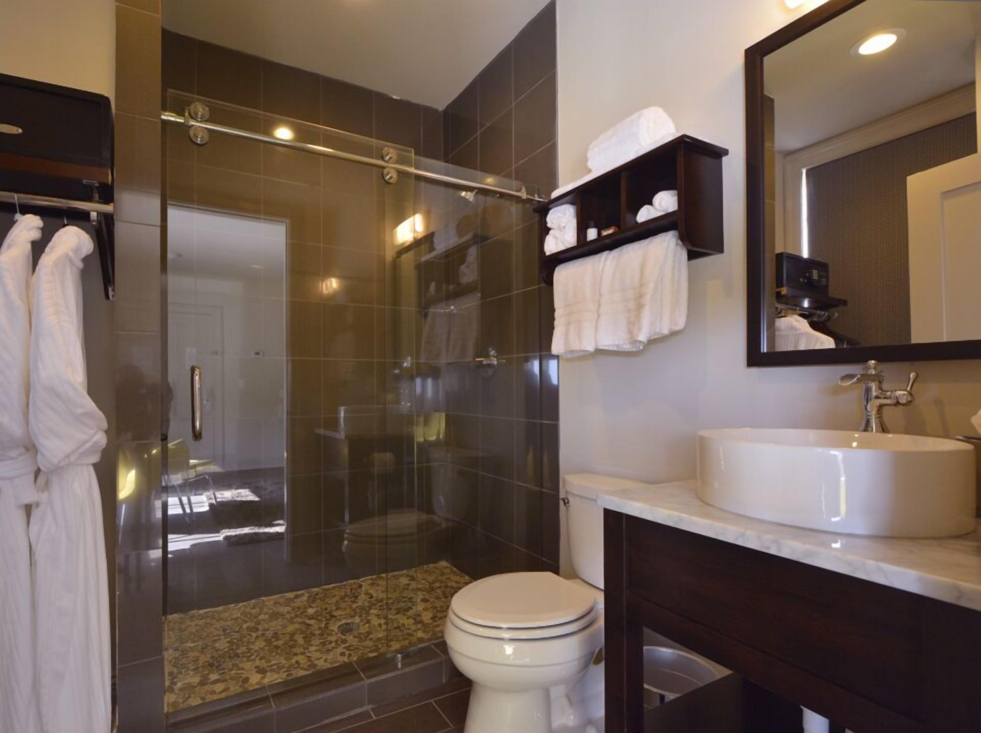 standard room, 1 king bed, non smoking | bathroom | shower, free toiletries, hair dryer, bathrobes