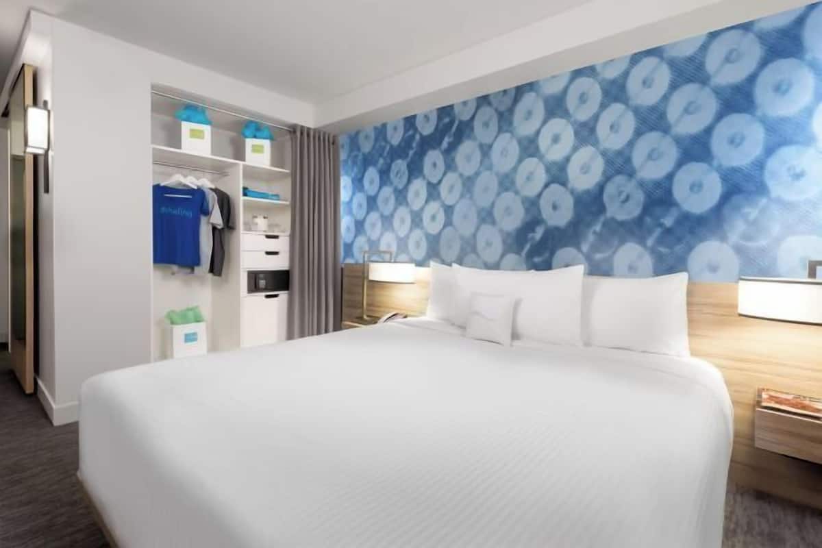 Down comforters, pillowtop beds, in-room safe, desk