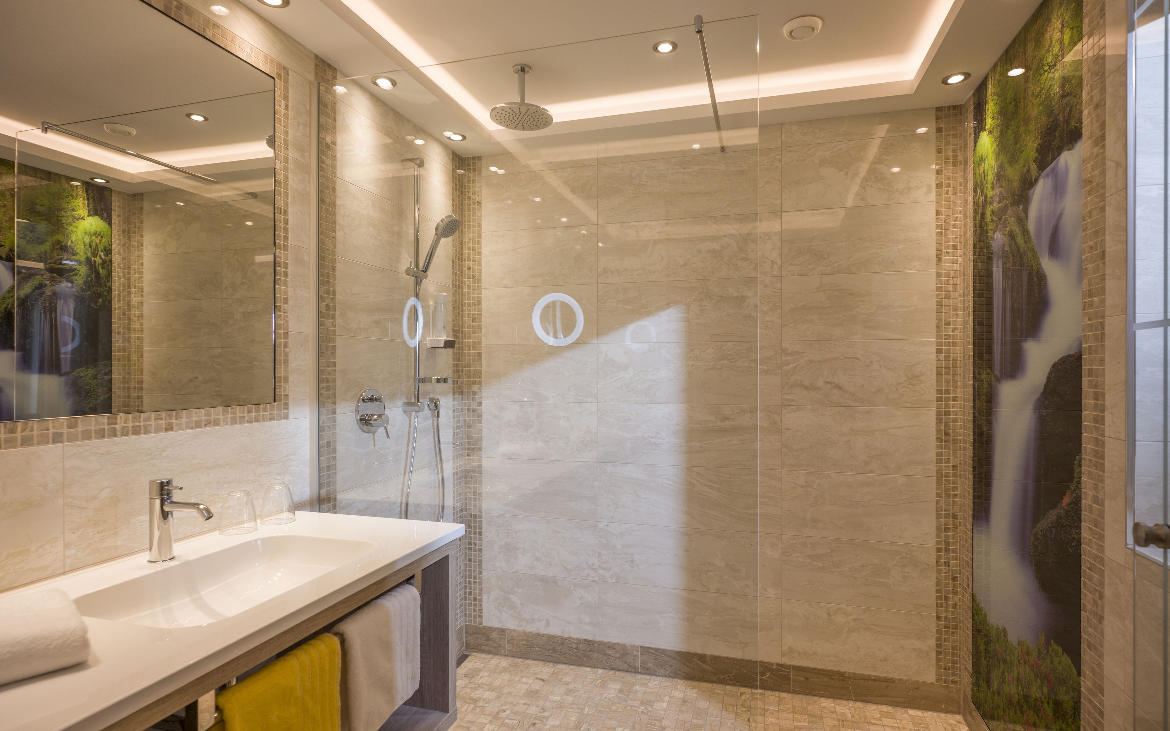 hair dryer, bathrobes, towels