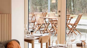Dinner served, garden views