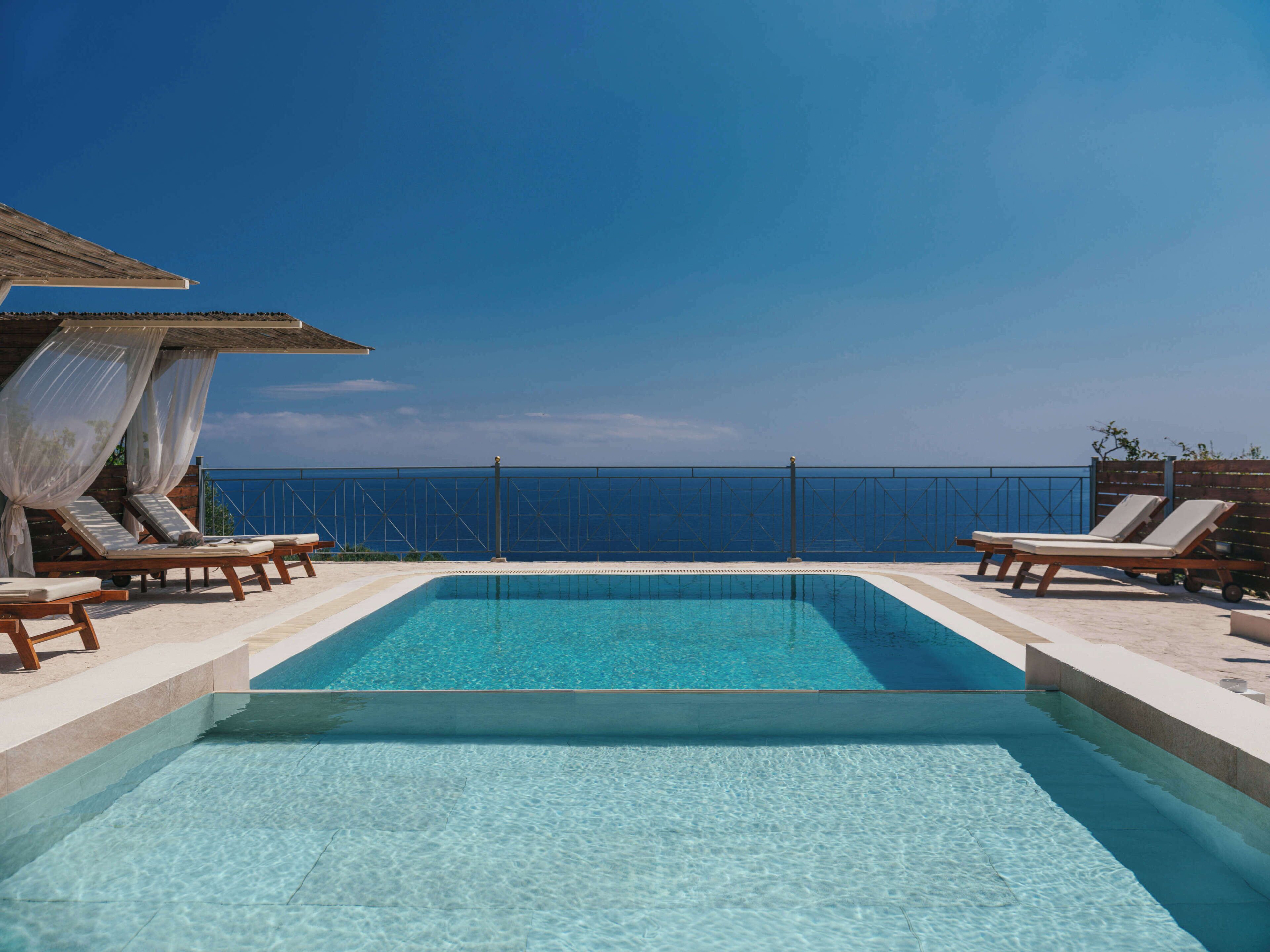 Superior Villa, 2 Bedrooms, Private Pool | Living area | 21-inch flat-screen TV with satellite channels, plasma TV, fireplace