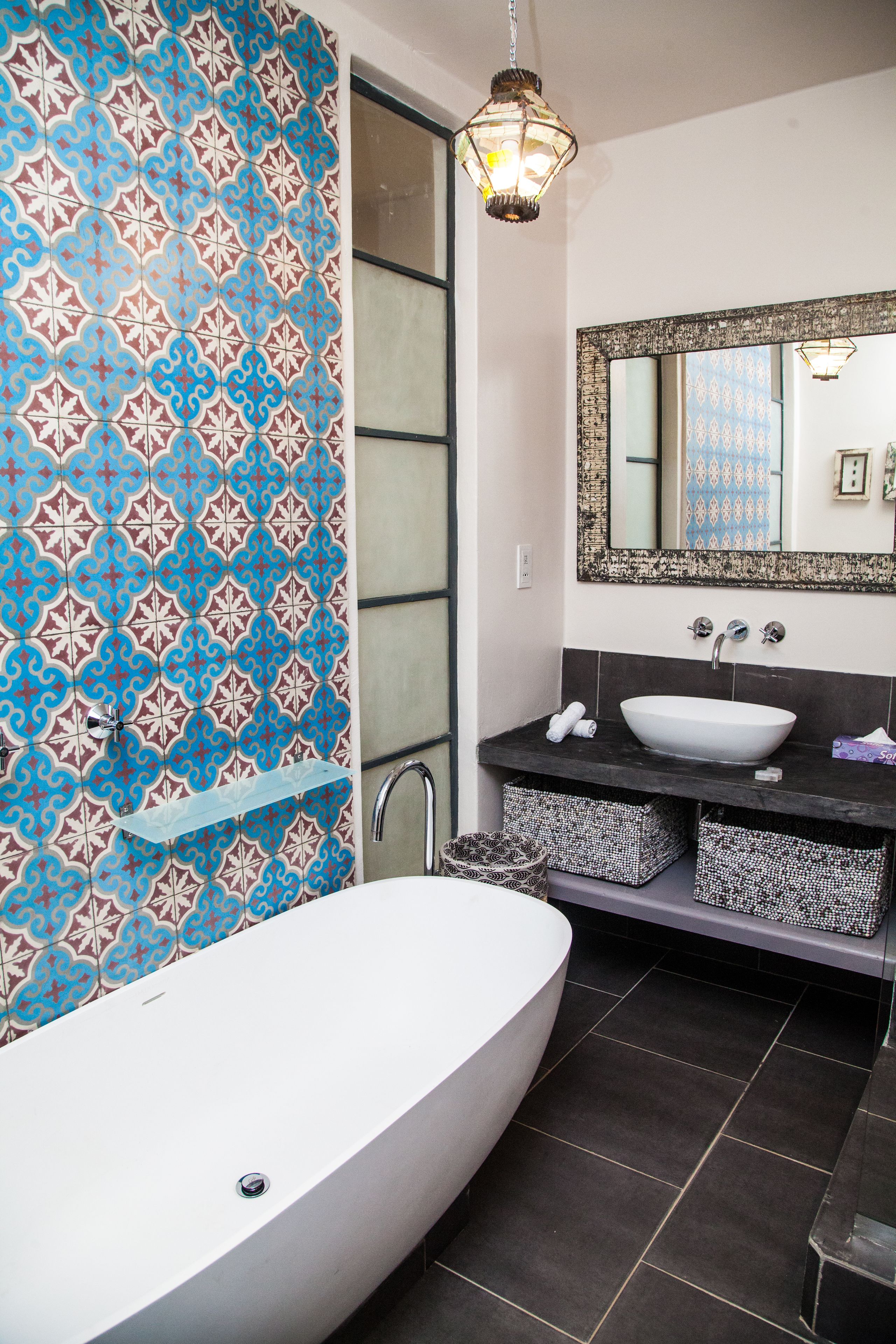 designer toiletries, hair dryer, bathrobes, slippers