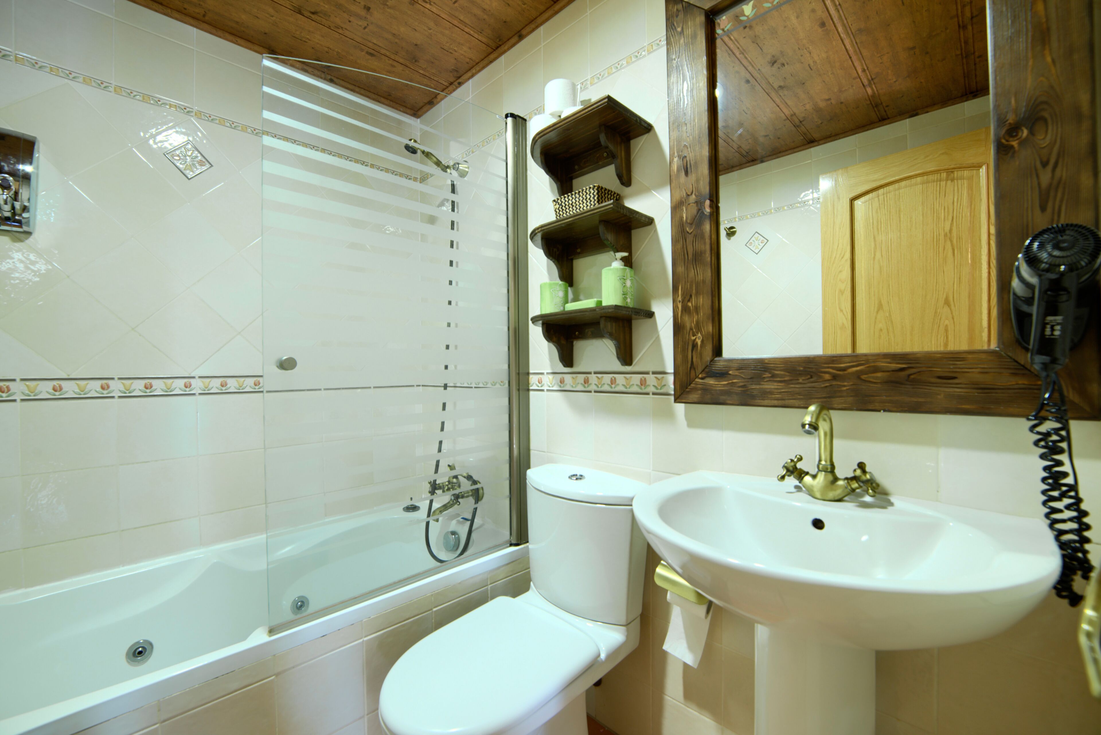 free toiletries, hair dryer, towels