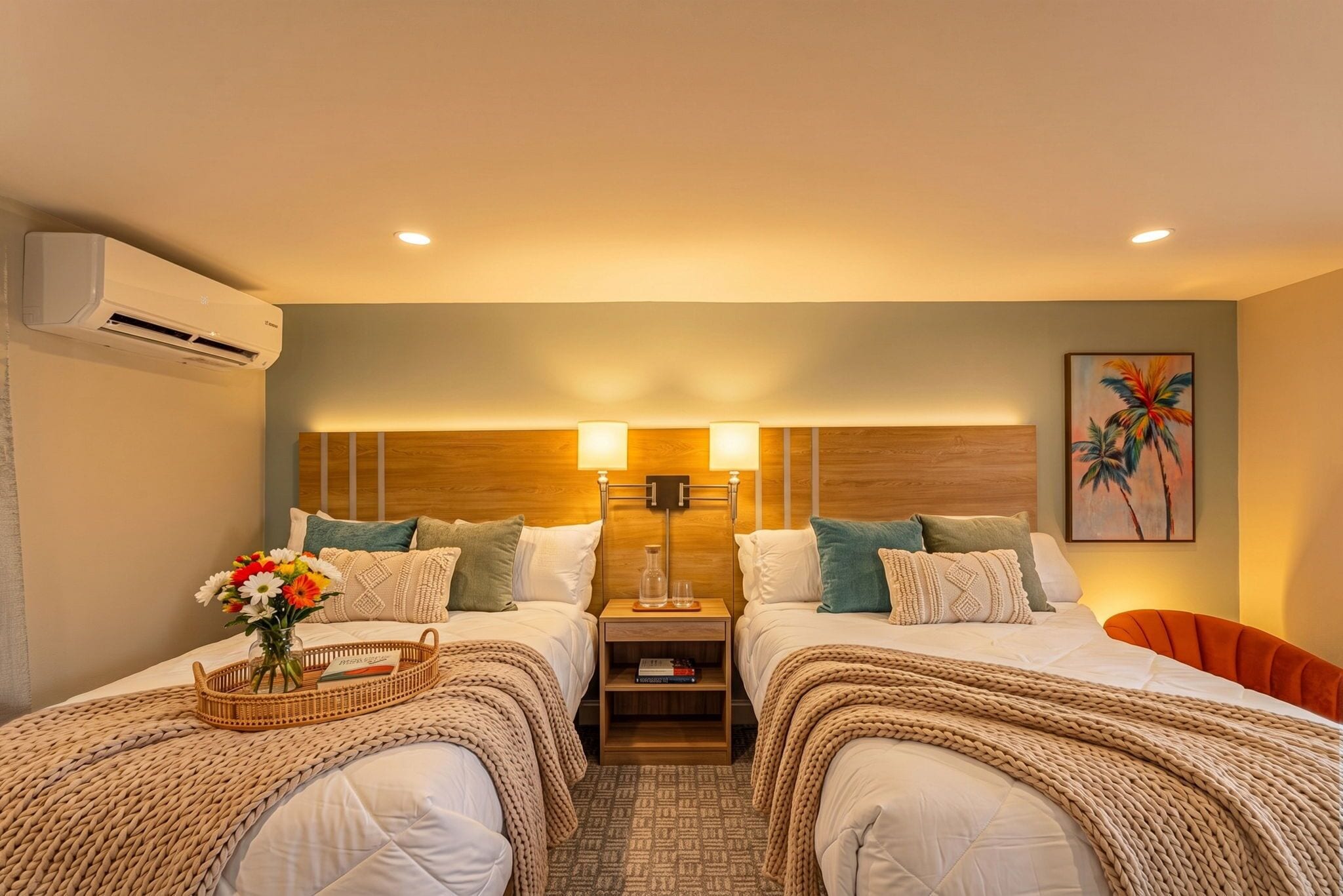 Tabla de planchar con plancha, wifi gratis y ropa de cama 