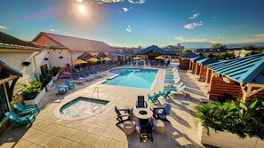 Outdoor pool, pool loungers