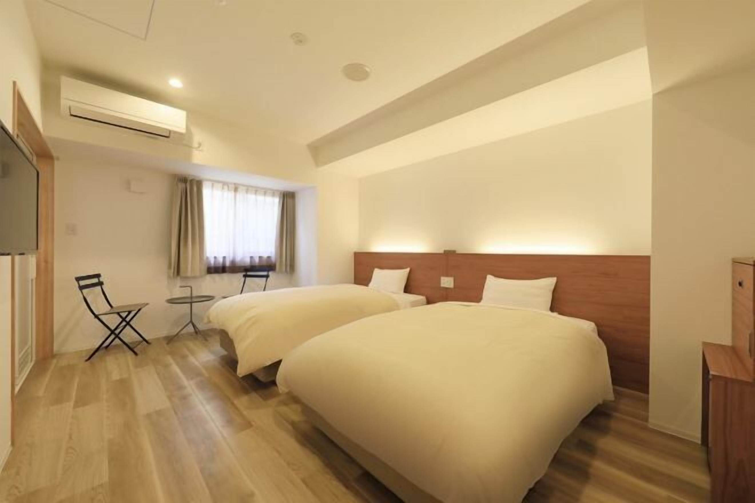 Desk, laptop workspace, blackout curtains, iron/ironing board