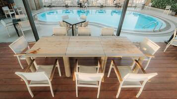 Outdoor pool, pool loungers