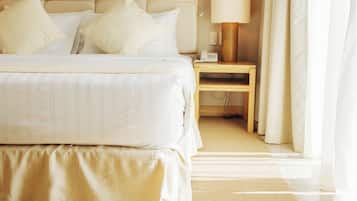 Draps en coton égyptien, surmatelas, minibar