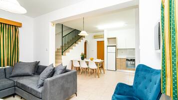 Villa, 3 Bedrooms, Partial Sea View | Living area | 43-inch flat-screen TV with satellite channels, TV