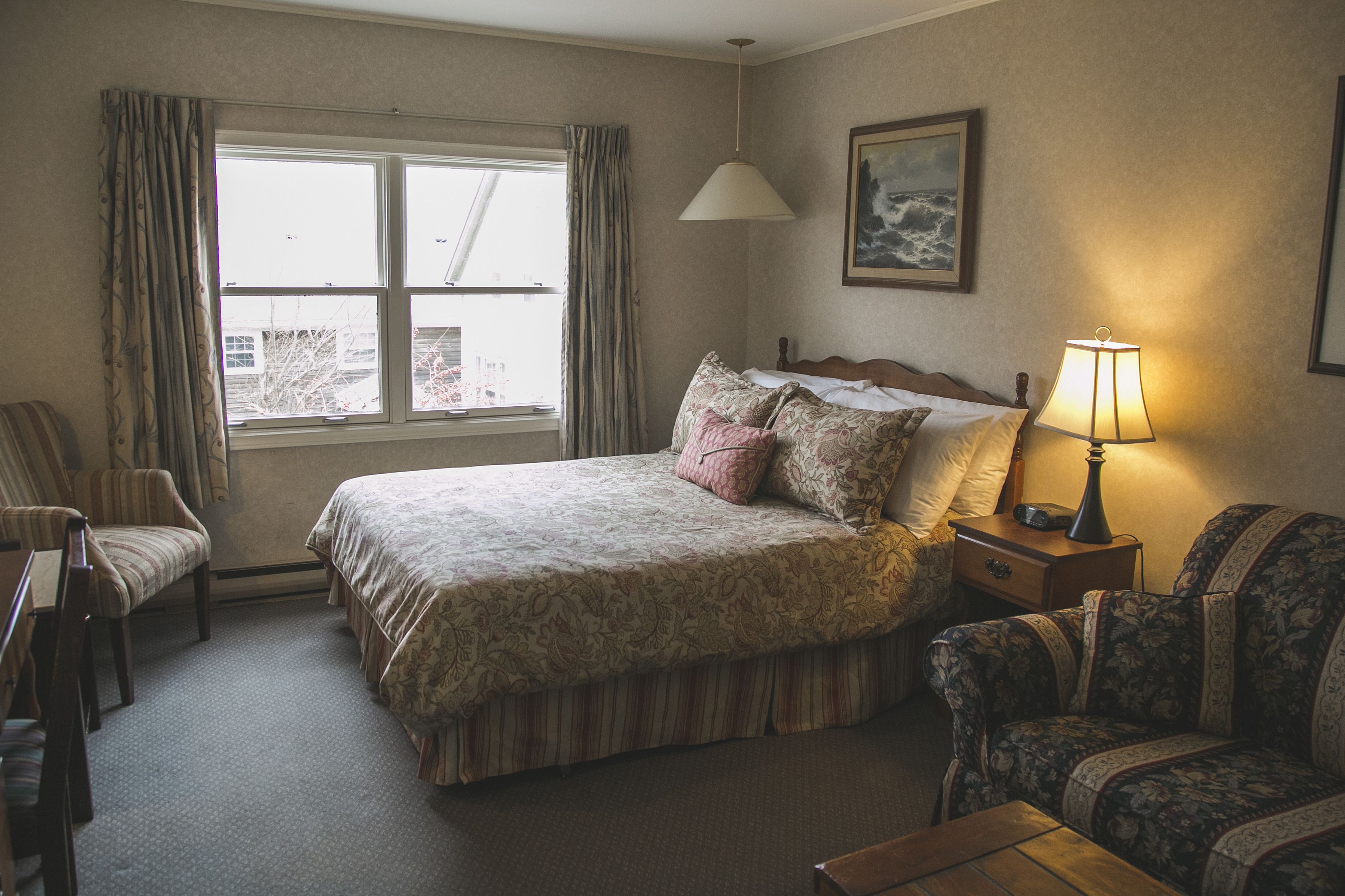 individually decorated, individually furnished, desk, blackout curtains