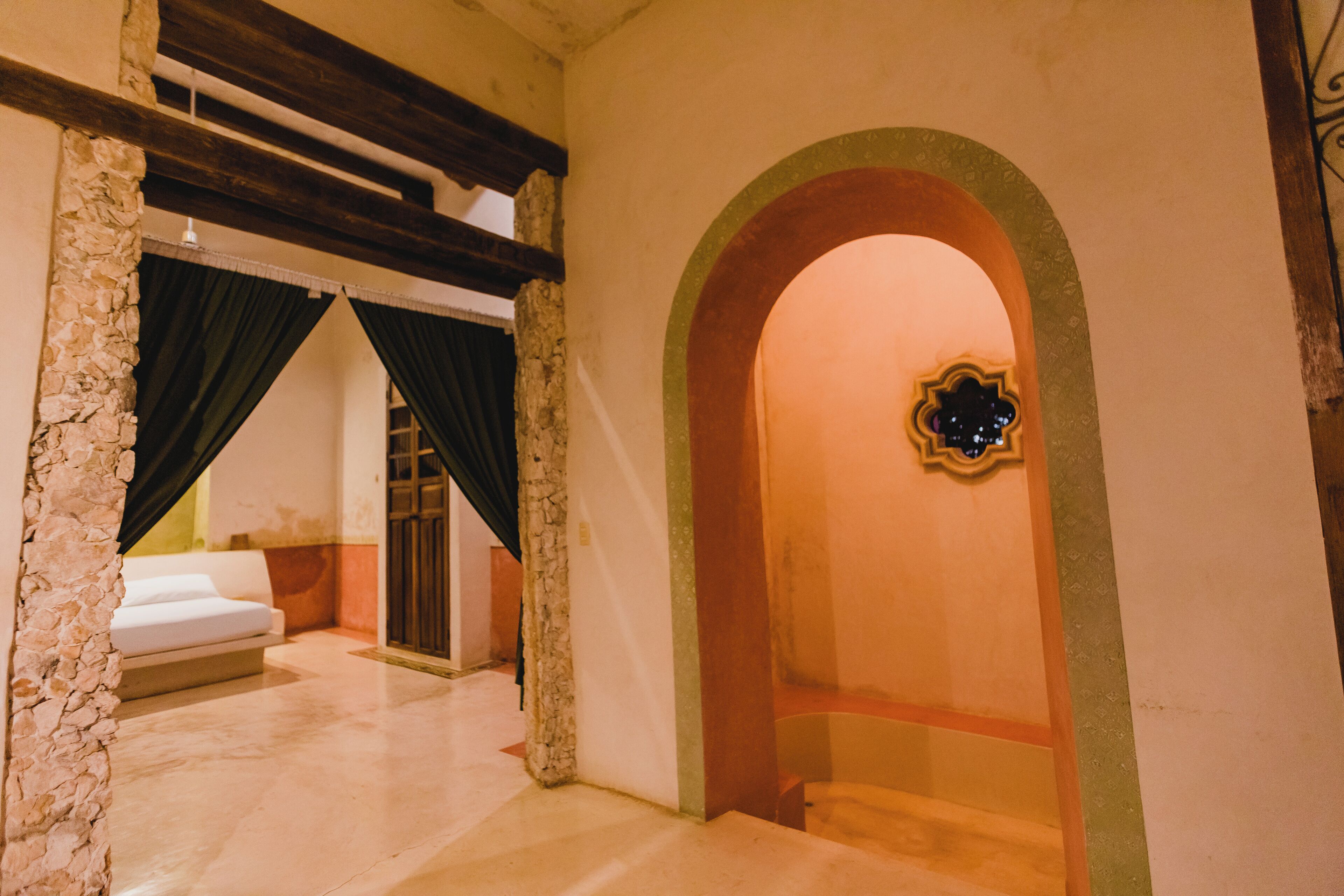 master suite | bathroom | shower, hair dryer, towels, soap