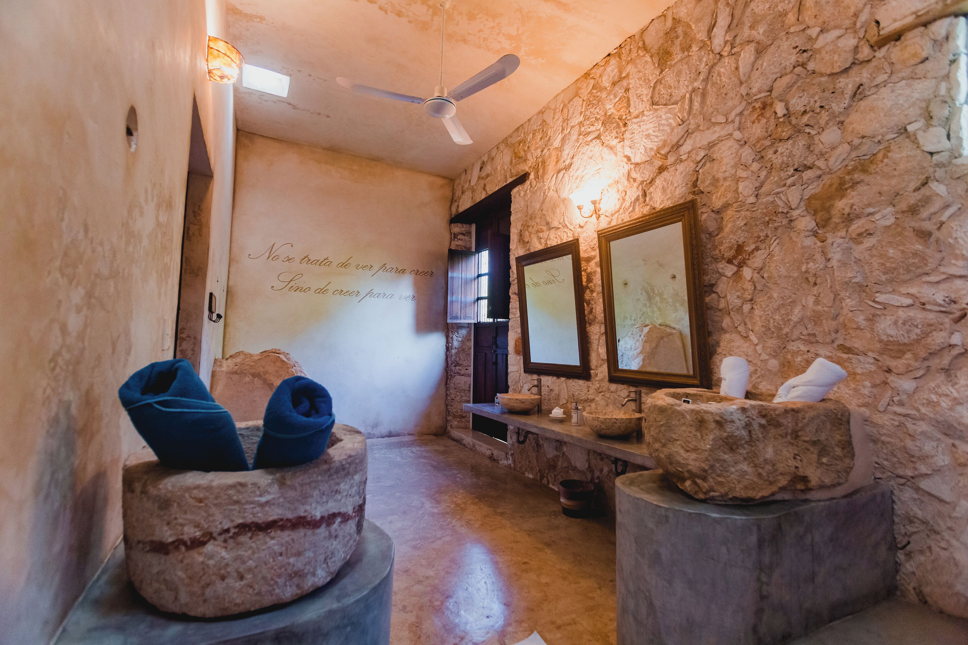 master suite | bathroom | shower, hair dryer, towels, soap