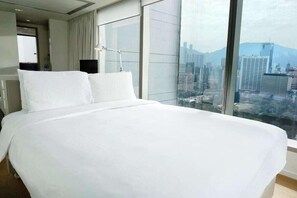 Desk, blackout curtains, free cots/infant beds, free WiFi