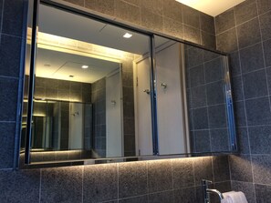 Full Harbour View Studio | Bathroom | Hair dryer, slippers, towels, soap