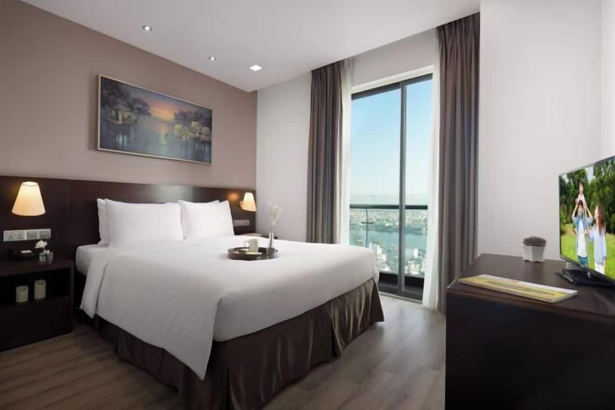 1 slaapkamer, lakens van Egyptisch katoen, luxe beddengoed, een minibar