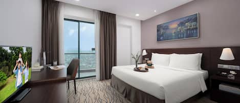 Chambre exécutive, 1 chambre, vue sur la ville | 1 chambre, draps en coton égyptien, literie de qualité, minibar