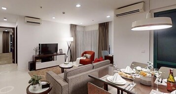 LCD TV, fireplace, DVD player