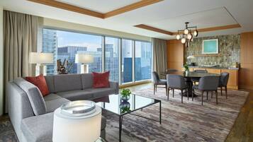 LED TV, pay movies, MP3 dock