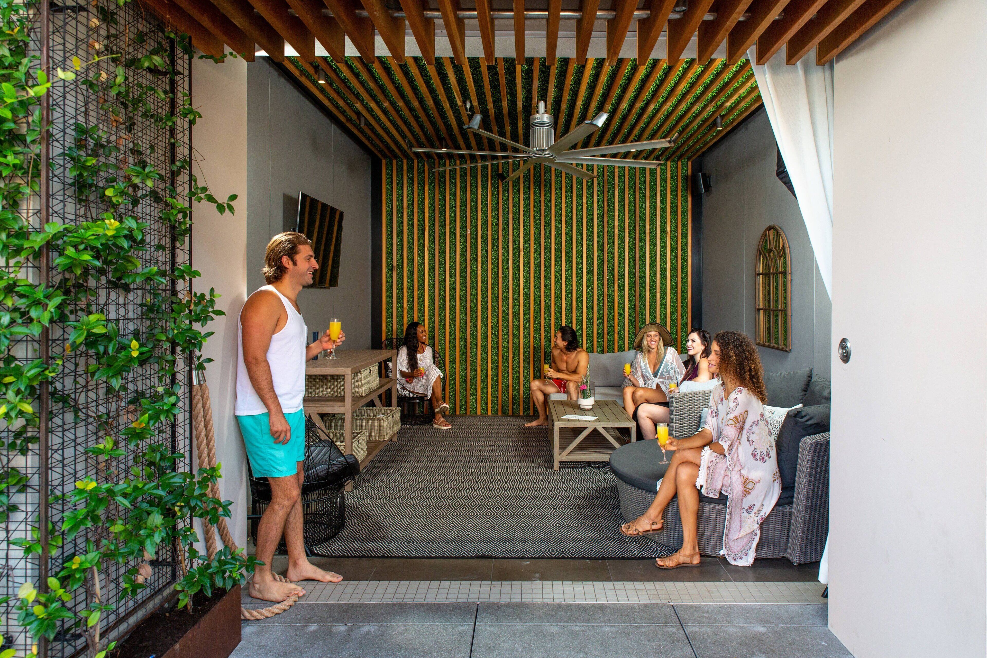 outdoor pool, pool loungers