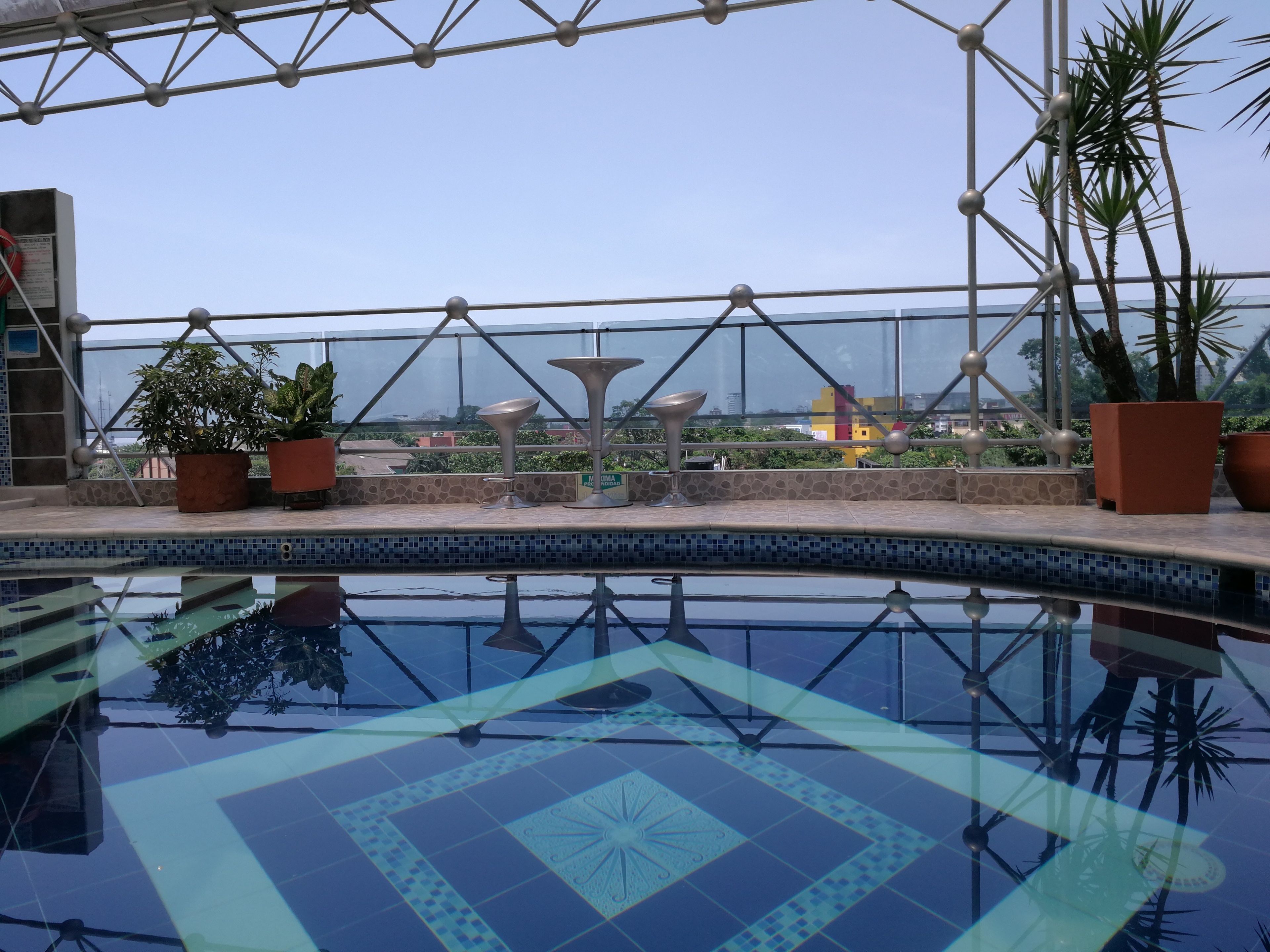 indoor pool, seasonal outdoor pool, pool loungers