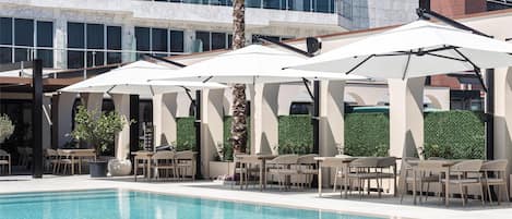 Outdoor pool, sun loungers