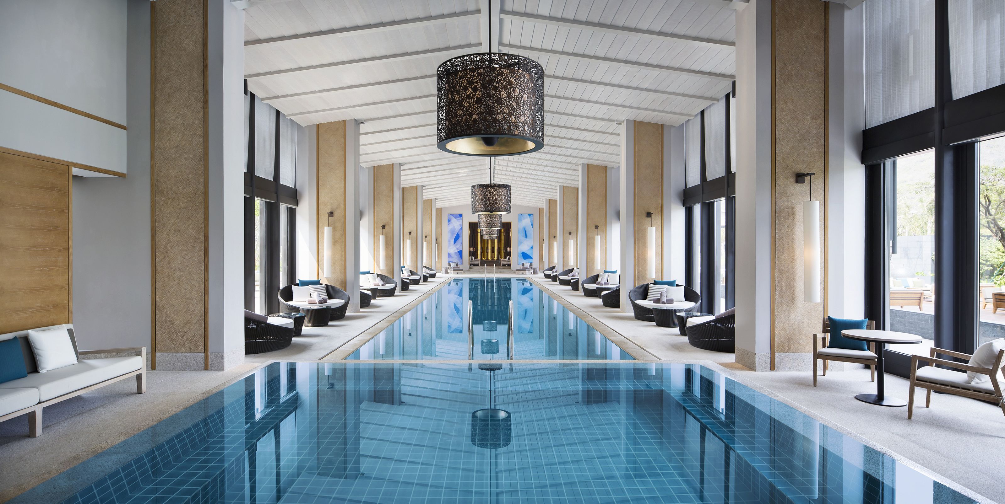 indoor pool, 2 outdoor pools, pool umbrellas, pool loungers