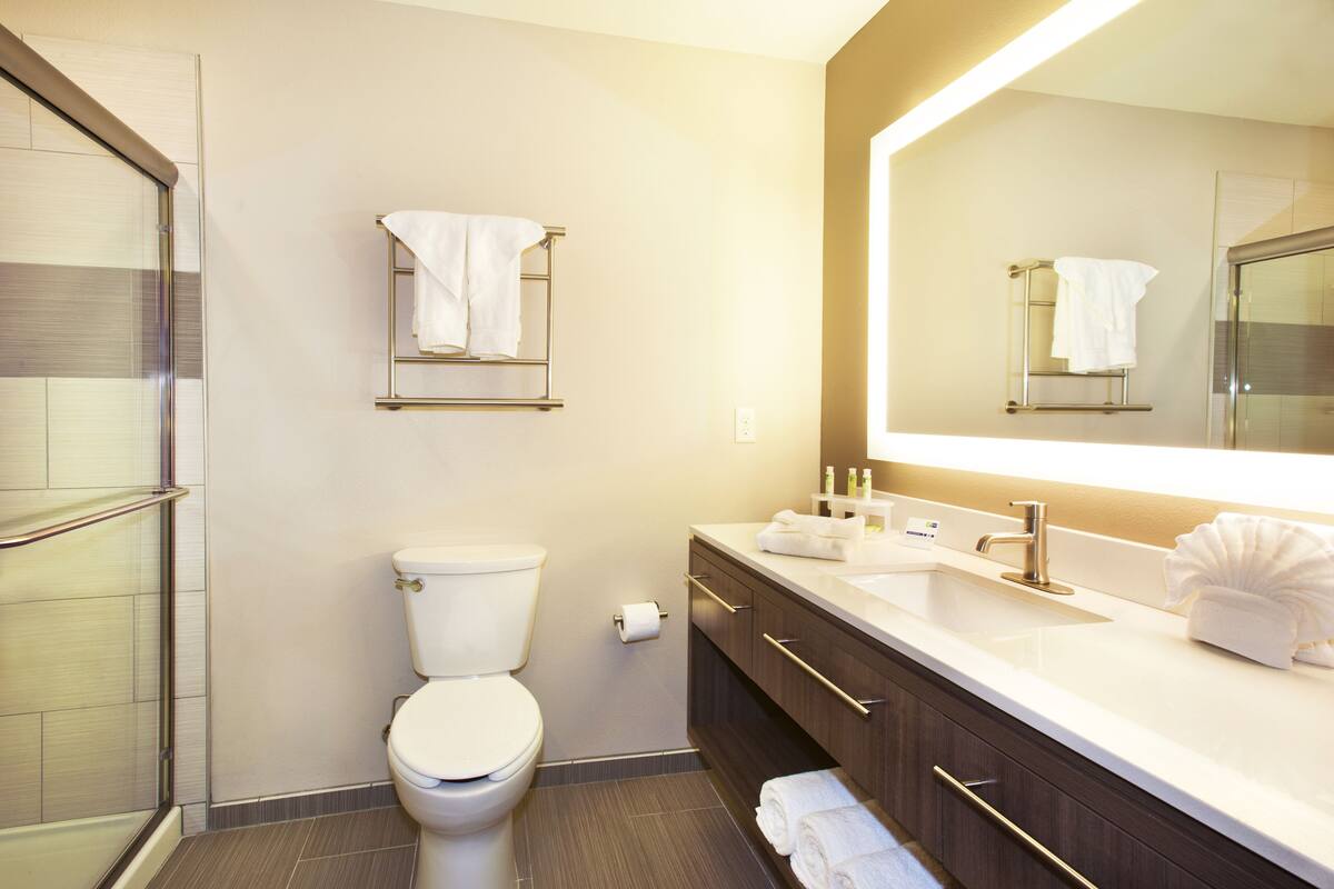 free toiletries, hair dryer, towels