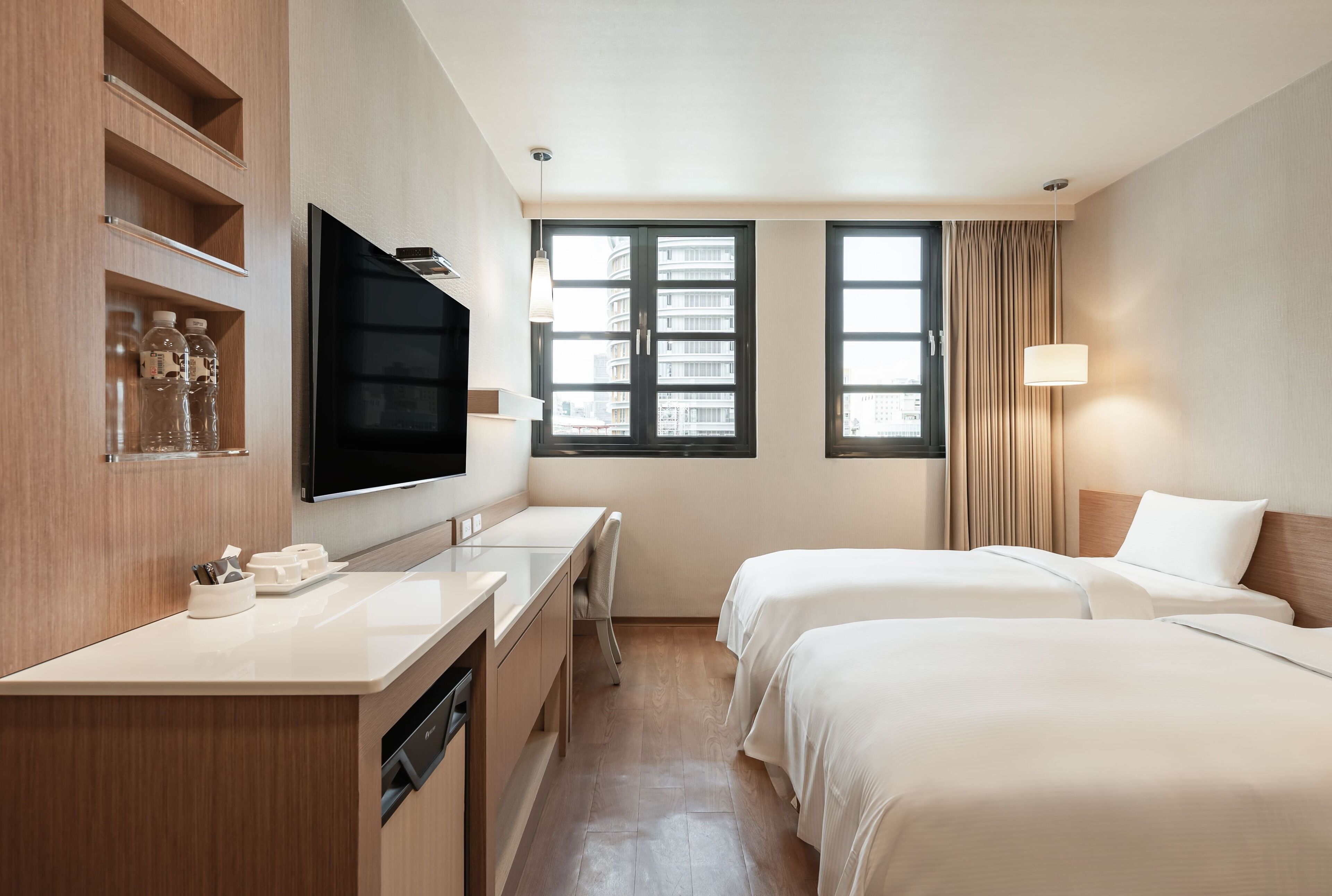 business twin room, 2 single beds | 1 bedroom, down duvets, desk, blackout curtains