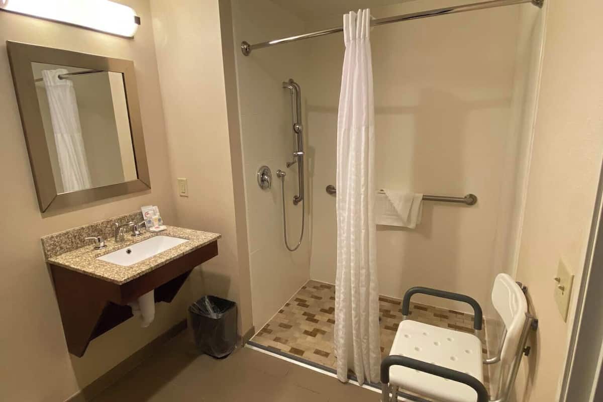 room, 1 king bed, accessible, non smoking | bathroom | free toiletries, hair dryer, towels