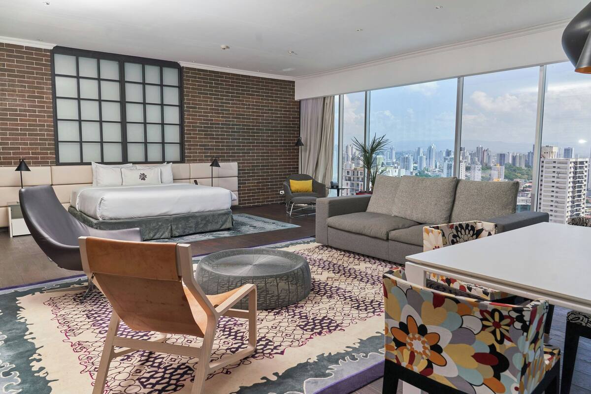 studio, 1 king bed, city view | in-room safe, desk, laptop workspace, blackout curtains