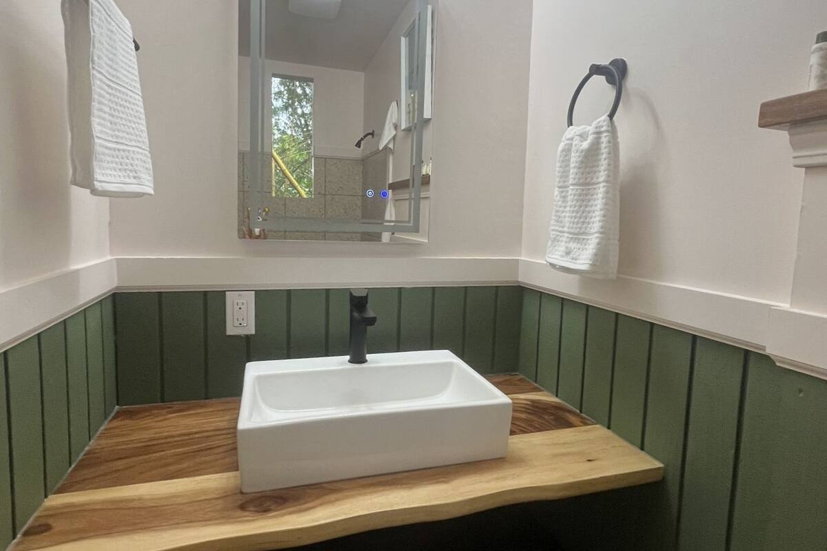 premium room | bathroom | shower, hair dryer, towels, soap